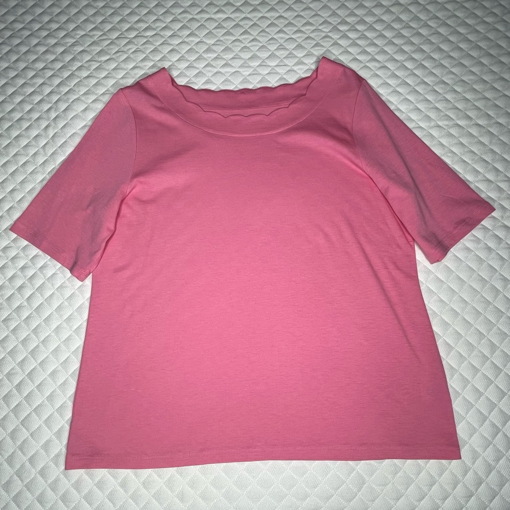 Talbots Pima Cotton Scalloped Neck Tee